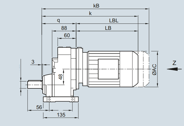 E39減速機(jī),EF39減速電機(jī),EZ39減速器尺寸圖