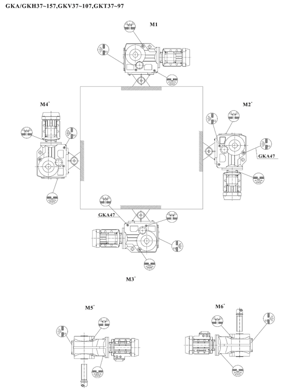 KA KH KV KT減速機(jī)安裝方位圖